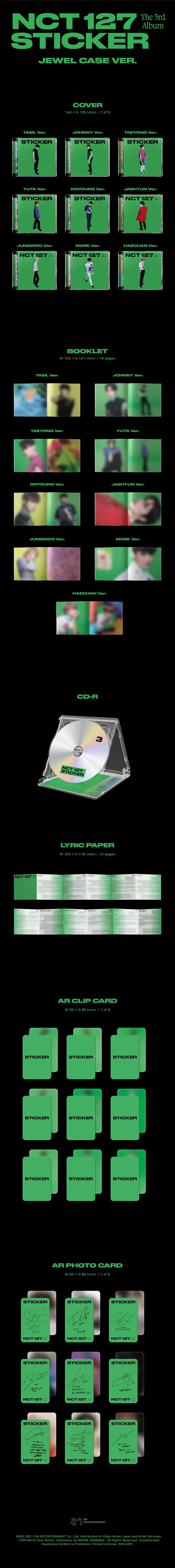 NCT 127 3rd Album - Sticker (Jewel Case Version)